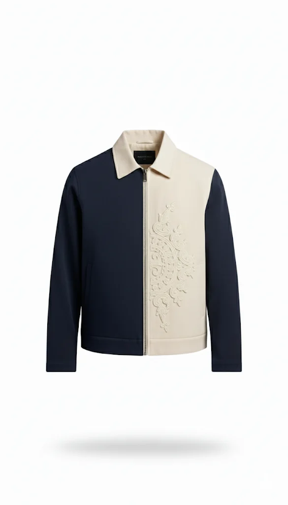 Veste marocaine moderne pour homme bleu et beige – Atlasoul